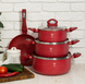 Набір каструль та сковорода Top Kitchen TK-00094 (Червоний Чорний), каструлі з кришками для дому 43512 фото 6