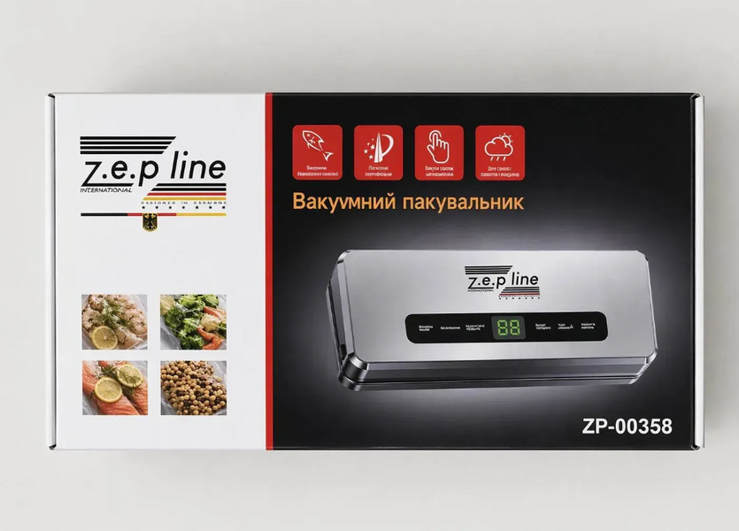 Вакуумный упаковщик Zepline ZP 00358 автоматический вакууматор 200 Вт с LED дисплеем сенсорный 00358 фото