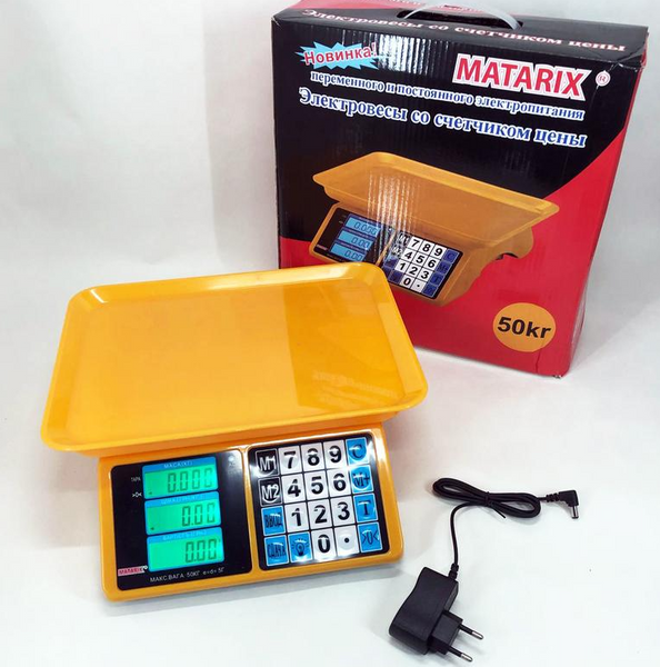 Торговые весы с работой от сети и аккумулятора MATARIX MX-412 до 50 кг 28550 фото
