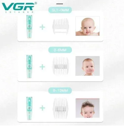 Машинка для стрижки детей VGR V-151 Baby 3 насадки IPX7 800mAh 5W Blue 03535 фото