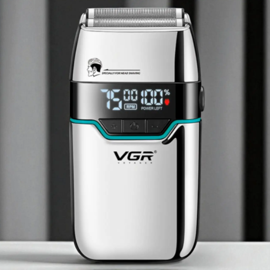Бритва VGR V-350 Silver шейвер двойное лезвие LED-дисплей влагозащиты 2 насадки 10656 фото