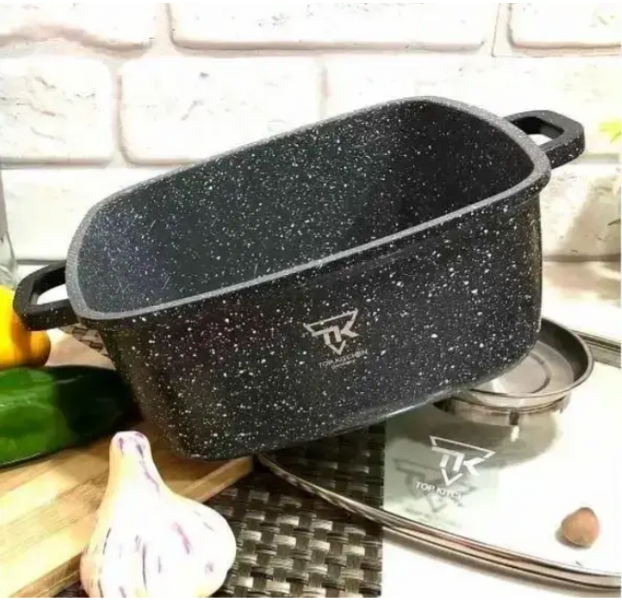 Каструля з кришкою 28см (6,7л) мармурове покриття TК00056 / Каструля з антипригарним покриттям / Каструля-казан  00057  фото
