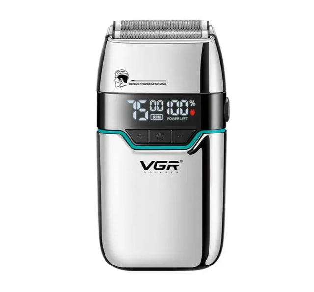 Бритва VGR V-350 Silver шейвер двойное лезвие LED-дисплей влагозащиты 2 насадки 10656 фото