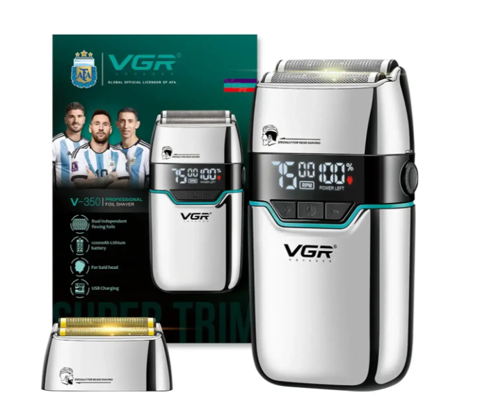 Бритва VGR V-350 Silver шейвер двойное лезвие LED-дисплей влагозащиты 2 насадки 10656 фото