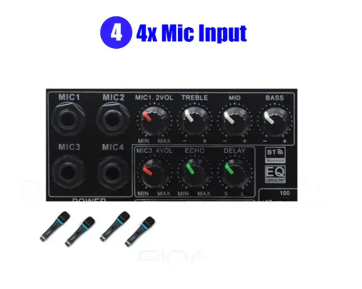 Автомобильный усилитель звука 326AMP-BT с Bluetooth, интегральный, Karaoke на 4 микрофона 05149 фото Автомобильный усилитель звука 326AMP-BT с Bluetooth, интегральный, Karaoke на 4 микрофона 05149 фото