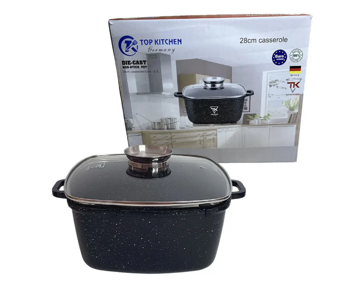 Каструля з кришкою 28см (6,7л) мармурове покриття TК00056 / Каструля з антипригарним покриттям / Каструля-казан  00057  фото