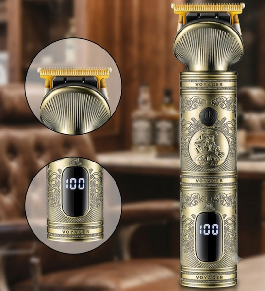 Акумуляторна машинка для стрижки волосся 6в1, з USB + 9 насадок, VGR V-106 / Чоловічий тример з з LED-дисплеєм 03536 фото