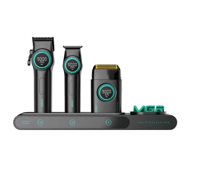 Комплект для стрижки VGR STEPLERSS PRO 3 IN 1 BLACK, машинка для стрижки (Clipper), тример, шейвер 10435 фото