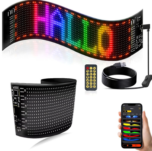 Гнучкий світлодіодний дисплей 133&times;19.2 см, RGB, Bluetooth, керування через телефон і пульт 10416 фото