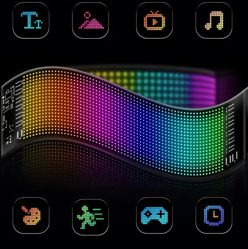 Гнучкий світлодіодний дисплей 133&times;19.2 см, RGB, Bluetooth, керування через телефон і пульт 10416 фото