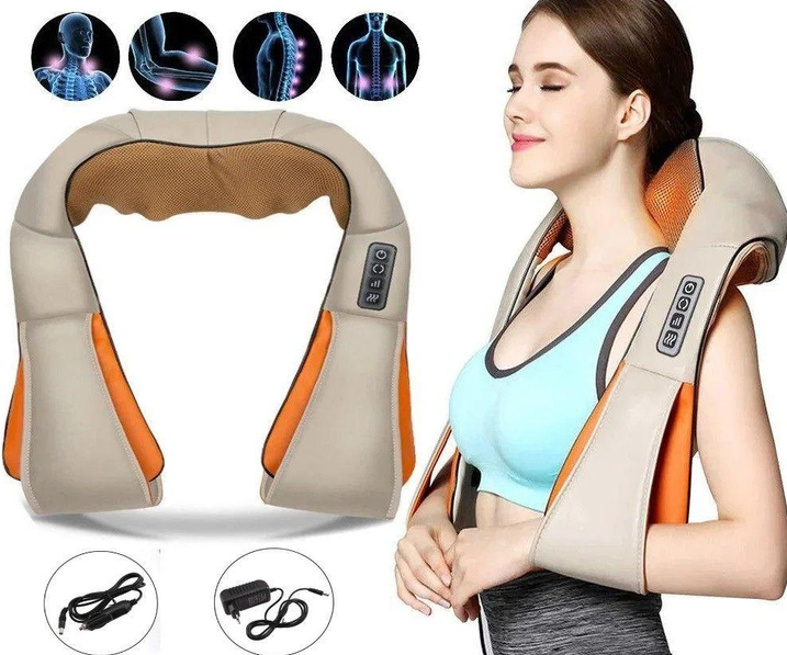 Масажер роликовий Massager of Neck Kneading для шиї та спини з пультом керування 03241 фото