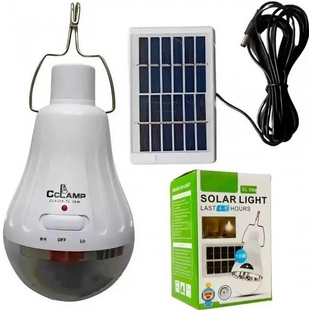 Портативная светодиодная лампа с солнечной панелью Solar Light CL-028 7L лампочка с крючком 03449 фото