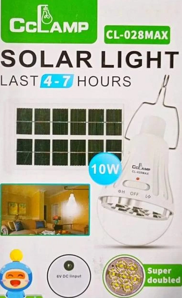 Портативная светодиодная лампа с солнечной панелью Solar Light CL-028 7L лампочка с крючком 03449 фото