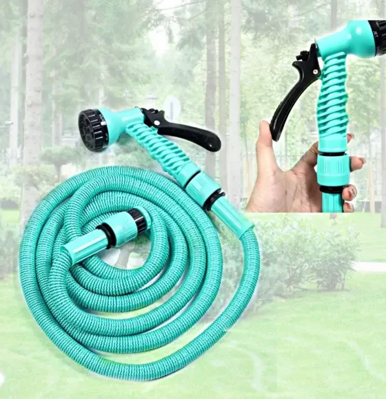 Поливальний розтягувальний шланг EXPANDABLE GARDEN HOSE K-50FT (15 м) з розпилювачем і перехідником 17117 фото