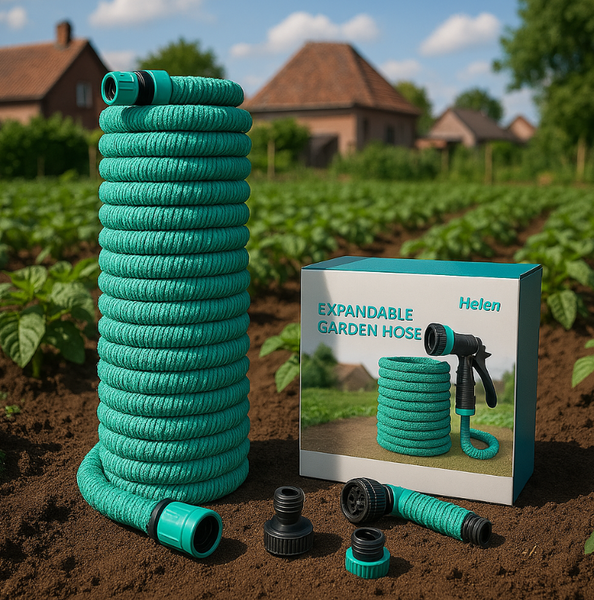 Поливальний розтягувальний шланг EXPANDABLE GARDEN HOSE K-50FT (15 м) з розпилювачем і перехідником 17117 фото
