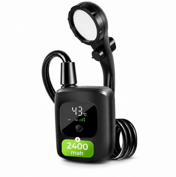 Переносной аккумуляторный душ Electric Outdoor Shower с силиконовым шлангом, 2400 mAh Черный 01166 фото