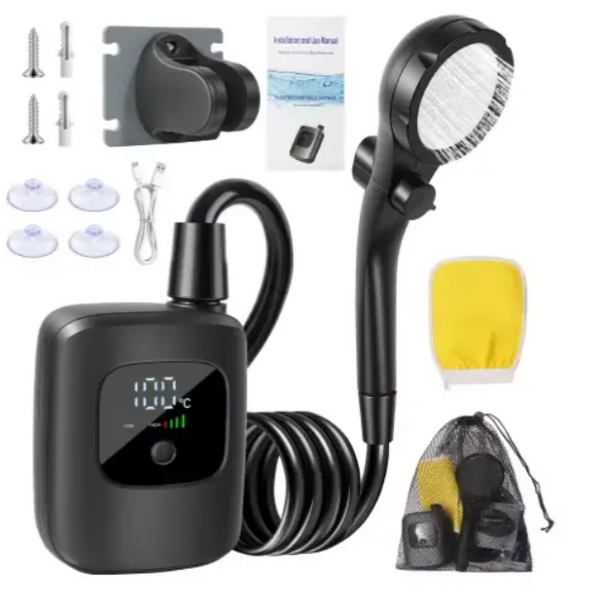 Переносной аккумуляторный душ Electric Outdoor Shower с силиконовым шлангом, 2400 mAh Черный 01166 фото