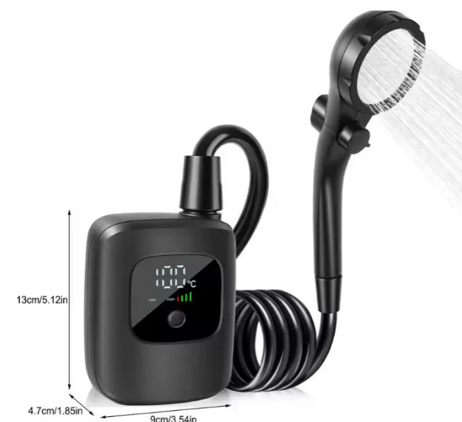 Переносной аккумуляторный душ Electric Outdoor Shower с силиконовым шлангом, 2400 mAh Черный 01166 фото