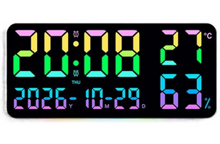 Годинник електронний настільний/настінні GH0750RGB з календарем, будильником, термометром 17853 фото