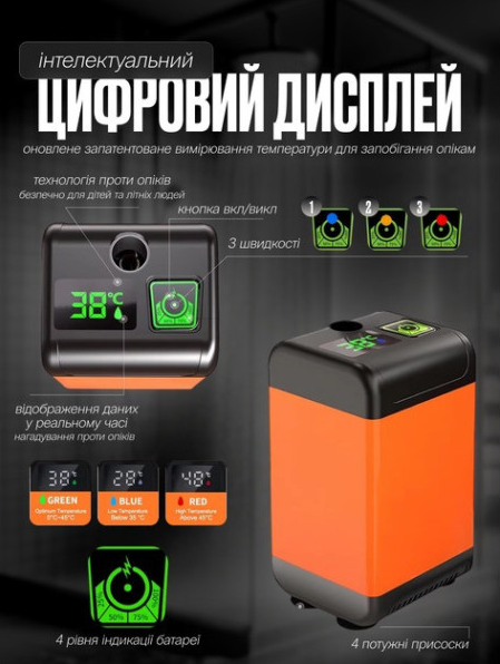 Акумуляторний портативний душ із датчиком температури та дисплеєм SHOWER-7200T 7800 mAh 07186 фото