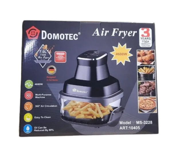 Безмасляная фритюрница-аэрогриль DOMOTEC MS-3228 7L 4600W ∙ Мультипечь со стеклянной чашей и LED-дисплеем для дома 10405 фото