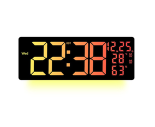 Годинник Deepfox DS-6669R LED цифровий електронний настінний Будильник Дата Температура Вологість 42х15,5см різнокольоровий 17852 фото