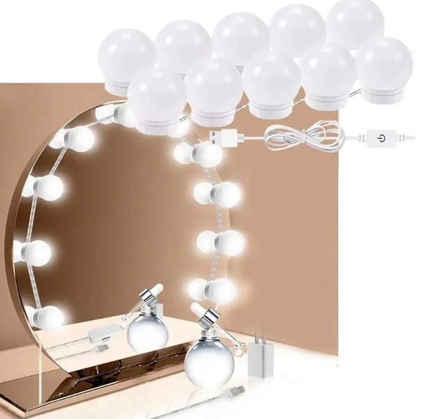 Світлодіодна USB LED-підсвітка для дзеркал Vanity Mirror Lights 10 ламп із 3 режимами світіння 62026 фото