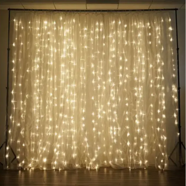 Гирлянда (Штора) 3M*2M 200 led WW-9 Теплый Белая  на медной проволоке 07908 фото