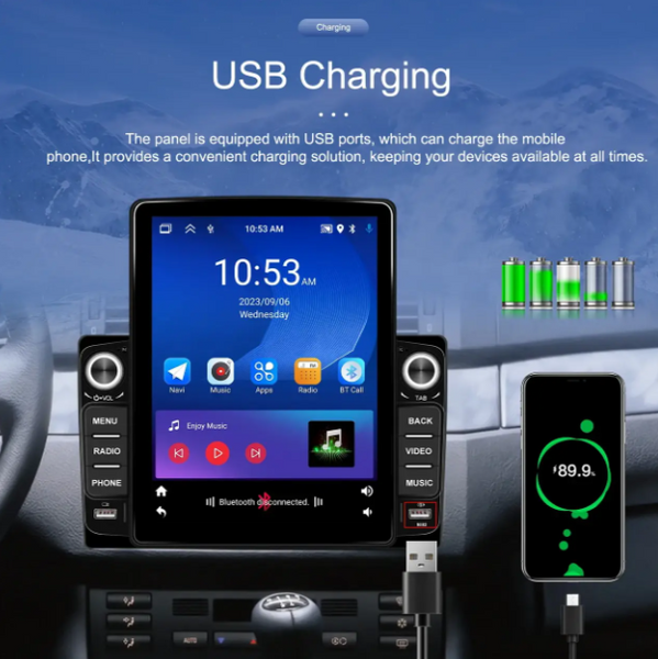 Автомагнітола Tesla Style 9582A 2din 9.5" GPS 2/16 GB Android 12 Black 10285 фото