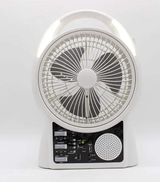 Вентилятор портативний Solar 5-в-1 6 Вт акумулятор 5500 мАч з Bluetooth, LED-підсвіткою, FM-радіо, powerbank, USB Type-C, білий 17199 фото