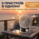 Вентилятор портативний Solar 5-в-1 6 Вт акумулятор 5500 мАч з Bluetooth, LED-підсвіткою, FM-радіо, powerbank, USB Type-C, білий 17199 фото 2