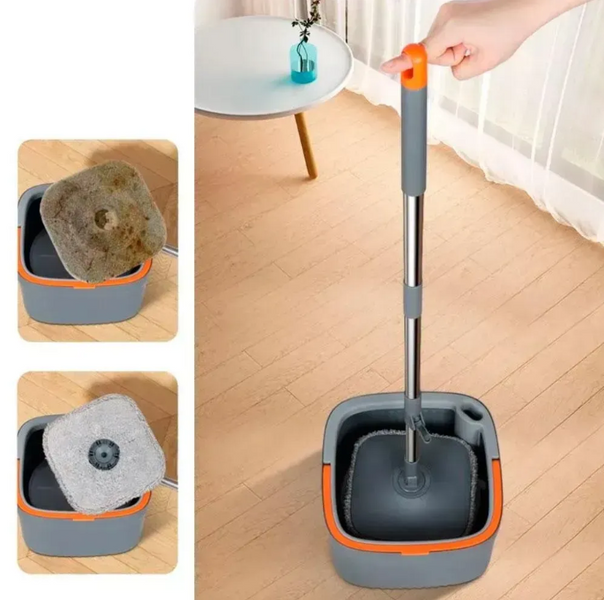 Швабра с бесконтактным отжимом и ведром 5,8л Square Spin Mop 13058 фото