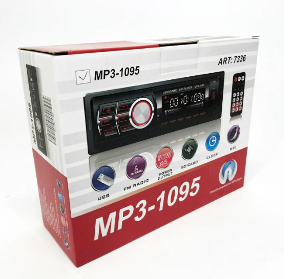Автомагнітола 50 Вт 1 DIN MP3 1095 BT 7336 з пультом і знімною панеллю/ Магнітола/ Магнітофон у машину 07336 фото
