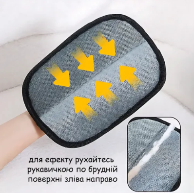 Щетка-перчатка электростатическая для чистки одежды и ковров от шерсти и волос | Перчатка для уборки шерсти 08978 фото