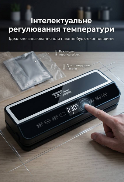 Вакуумный упаковщик ZP-00374 с LED дисплеем и резаком 00374 фото