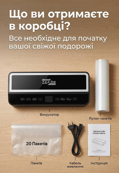 Вакуумный упаковщик ZP-00374 с LED дисплеем и резаком 00374 фото
