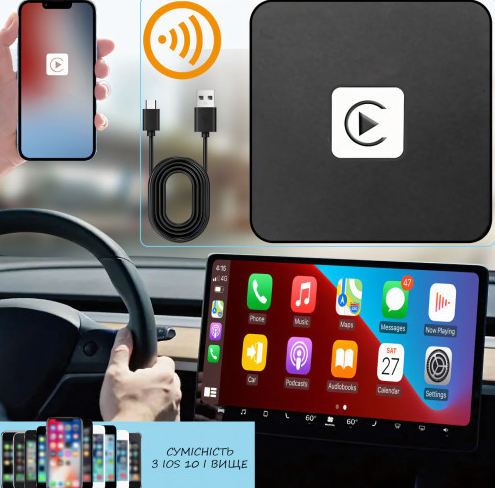 Беспроводной адаптер CarPlay, превратиющий проводное соединение Iphone/Andriod в беспроводное 09472 фото
