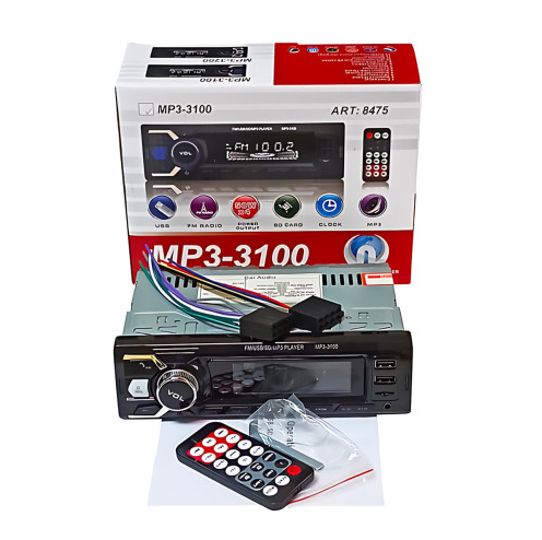 Автомагнітола MP3 3100 Bluetooth 50 Вт 1 DIN з USB та AUX 08473 фото