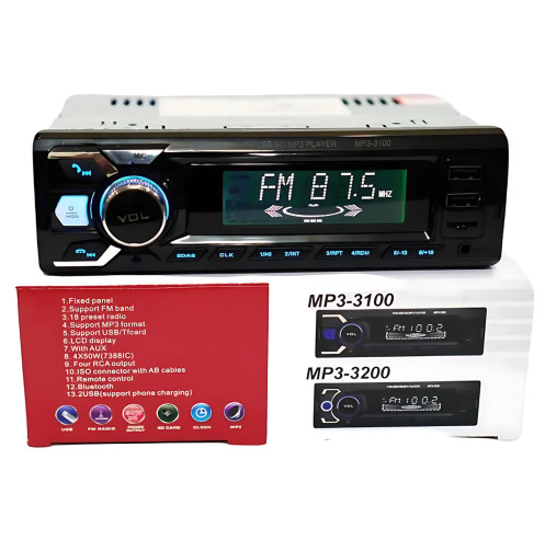 Автомагнітола MP3 3100 Bluetooth 50 Вт 1 DIN з USB та AUX 08473 фото