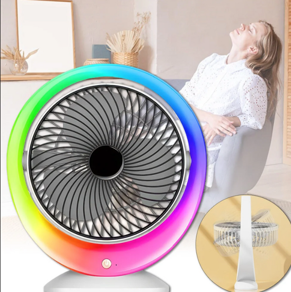 Настольный вентилятор с подсветкой Mini fan VU-04 &bull; Мини вентилятор с батареей 1200 мАч, LED подсветкой и 3 режимами обдува 17134 фото
