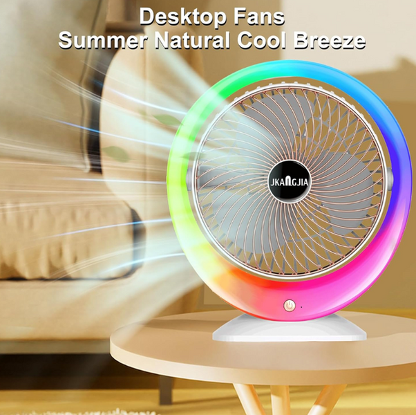Настольный вентилятор с подсветкой Mini fan VU-04 &bull; Мини вентилятор с батареей 1200 мАч, LED подсветкой и 3 режимами обдува 17134 фото