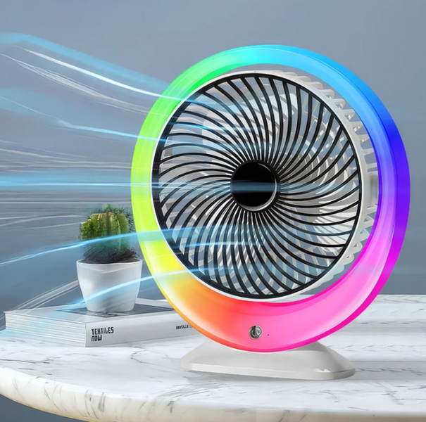 Настольный вентилятор с подсветкой Mini fan VU-04 &bull; Мини вентилятор с батареей 1200 мАч, LED подсветкой и 3 режимами обдува 17134 фото