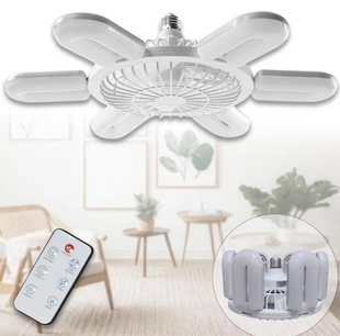 LED лампа с вентилятором AY1033 60W E28 складная потолочная с охлаждением пластиковая белая 17069 фото