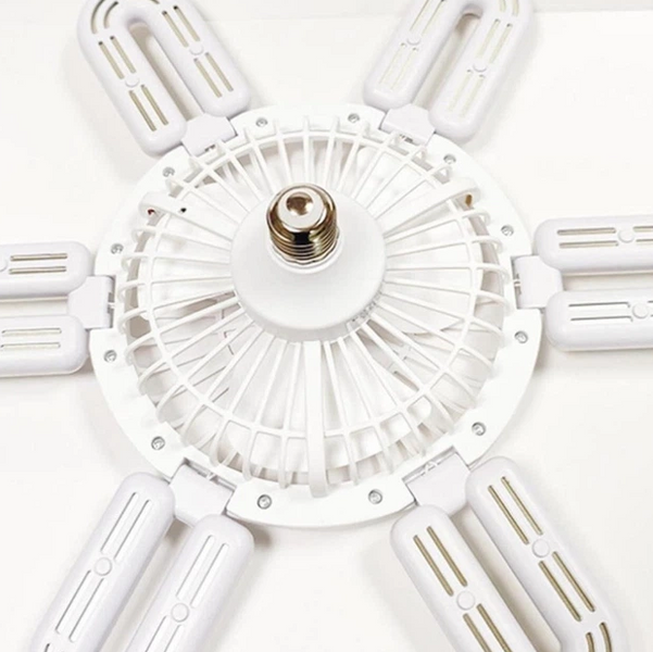 LED лампа з вентилятором AY1033 60W E28 складна стельова з охолодженням пластикова біла 17069 фото