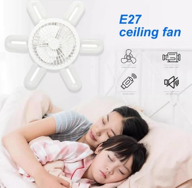 LED лампа з вентилятором AY1033 60W E28 складна стельова з охолодженням пластикова біла 17069 фото