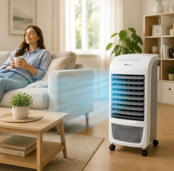 Портативный охладитель воздуха с пультом, контейнером для льда 4л, 60W, Domotec MS-1628 / Портативный кондиционер 10040 фото