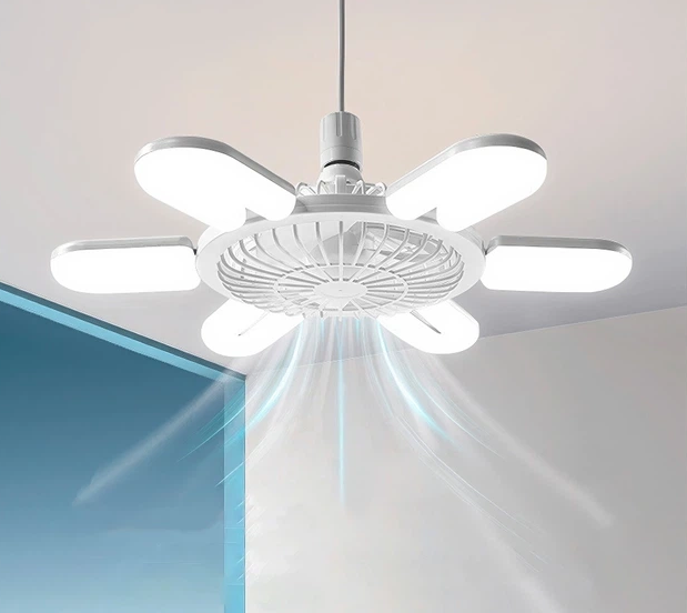 LED лампа з вентилятором AY1033 60W E28 складна стельова з охолодженням пластикова біла 17069 фото