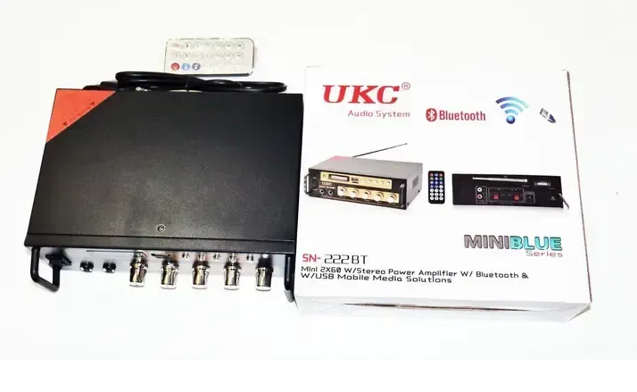 Усилитель звука двухканальный с USB и Bluetooth и пульт ДУ, AMP SN-222 BT/ Автомобильный аудио усилитель 04841 фото