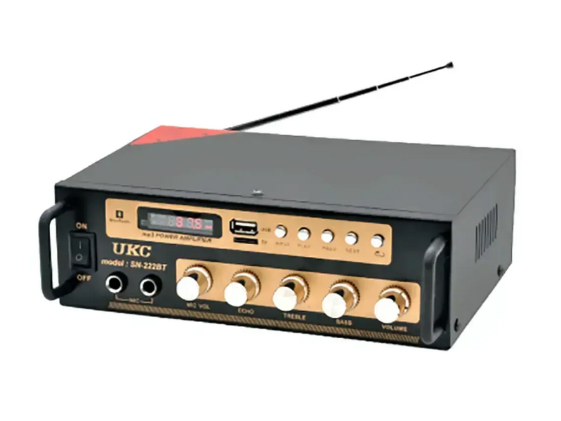 Усилитель звука двухканальный с USB и Bluetooth и пульт ДУ, AMP SN-222 BT/ Автомобильный аудио усилитель 04841 фото