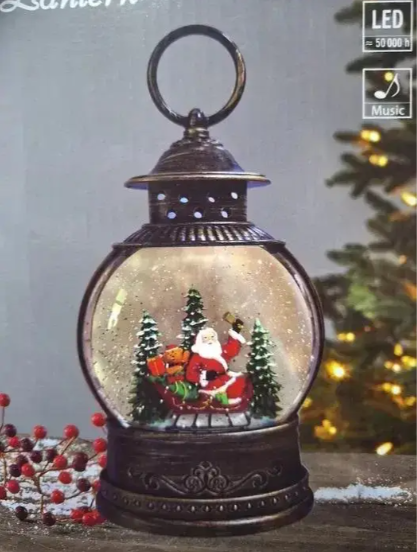 Новогодний ночник, WDL-2103C , Снеговики, Коричневый / Винтажный фонарь новогодний / Рождественский светильник 10083 фото